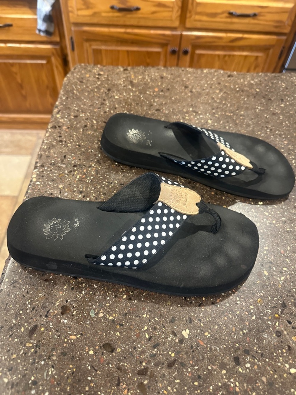 Yellow Box Black Polka Dot Flip-Flop Sandals - Picture 4 of 5